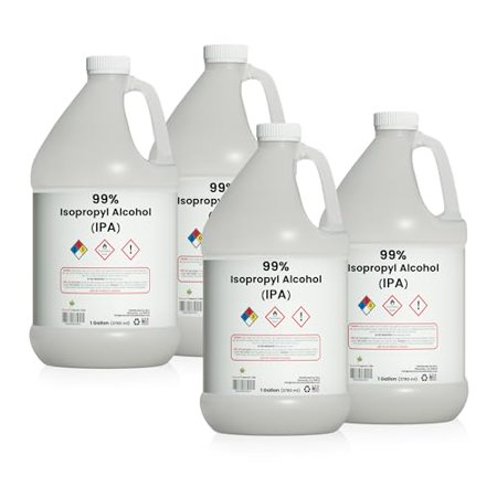 Isopropyl Alcohol 99% (IPA) Medical Grade Rubbing Alcohol by Natural Cosmetic Labs - Made in USA - Gallon - Pack of 4