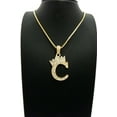 thumbnail image 2 of Stone Stud Allover Tilted Crown Initial C Pendant w/ 2mm 24" Box Chain Necklace, Gold-Tone, 2 of 4