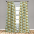 thumbnail image 5 of Ambesonne Retro Curtains, Retro Bus Pattern, Pair of 28"x63", Pale Blue Mustard, 5 of 5