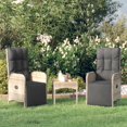 thumbnail image 1 of vidaXL Outdoor Reclining Chairs with Cushions 2 pcs Poly Rattan Grey, 1 of 5