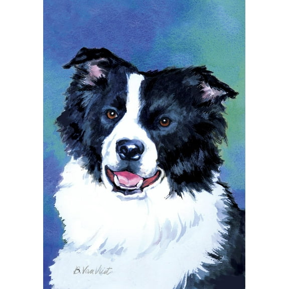 Border Collie - Barbara Van Vliet Portrait Large Flag