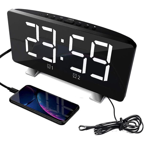 Despertador Digital, Despertadores Para Dormitorios Con Radio Fm, Alarmas Duales, Pantalla Led De 6', Puerto Usb Para Carga, 4 Brillos, 12/24h, Atenuación Automática