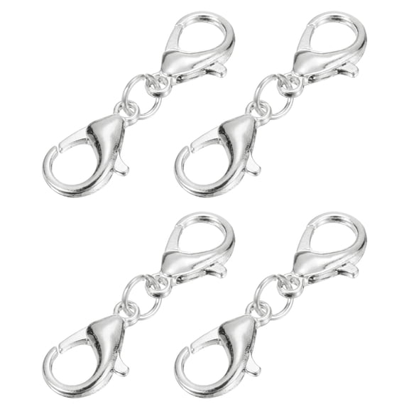 Bracelet Extender, 4Pcs - Double Lobster Claw Clasps Necklace Extenders, Connector Extension Clasp and Closure for DIY Making Jewelry Chain (30mm/1.18", Bright Silver)