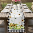 thumbnail image 4 of Sunflowers Table Runner - 108 Inch Long Spring Farmhouse Country Truck Leaf Wood Grain Cotton and Linen Blended Dress Scarves Farmhouse Table Runner for Kitchen Dining, Coffee Table, 13" x 108", 4 of 8