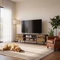 thumbnail image 6 of Homall 63'' Mid-Century Modern TV Stand for TVs up to 70 Inches, Wood Entertainment Center with Storage Cabinets & Open Shelves, TV Console Table for Living Room,Brown, 6 of 7