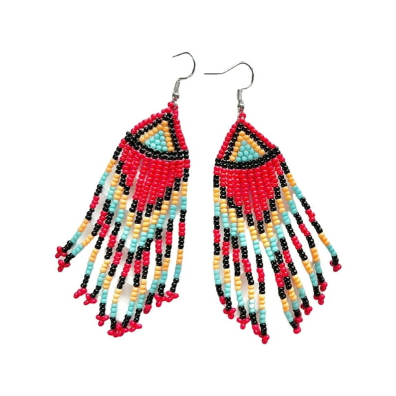 Elegant Beaded Tassels Earrings Bohemian Styles Glass Beads Handmade Dangle Ear Accessories Jewelry for Women