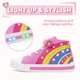 thumbnail image 3 of MODEBYME Kids Toddler Light Up Sneakers Girls High Top Flashing Walking Canvas Shoes, Pink, Size 1, 3 of 7