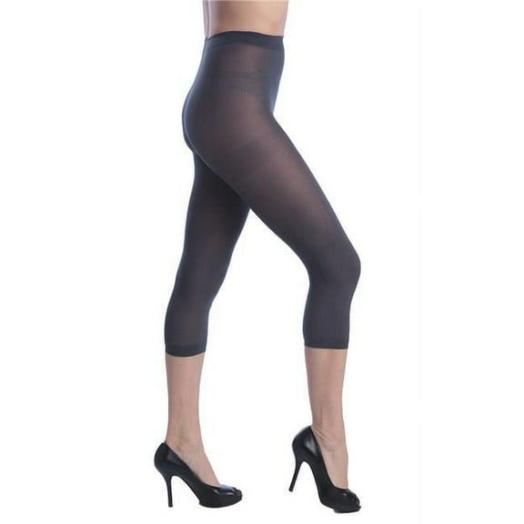 Women Opaque Footless Capri Tights, Charcoal - Queen Size - Case of 120