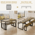 thumbnail image 4 of Aiho 45.5" Dining Table Set for 4, Kitchen Table with 2 Benches, Wood Dinette Sets with Metal Frame - Retro, 4 of 7