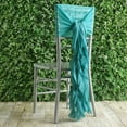 thumbnail image 2 of BalsaCircle Turquoise Premium Solid Curly Chiffon Chair Sashes Wedding Slipcovers, 2 of 6