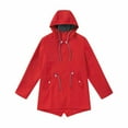 thumbnail image 2 of Women's Coat Windbreaker Mid-length Quilted Jacket Coat Women's Solid Color Outdoor Hooded Long Windbreaker Jacket Ultralight Warm Packable Hooded Women's Coat Windbreaker on Clearnce,S-3XL,Red, 2 of 5