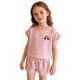thumbnail image 2 of MEZZALL 3D Cherry Outfit Sets With Bow Toddler Baby Little Girls Two Piece O-Neck Short Sleeve Tops And Shorts Birthday Party Clothing Sets Kids Celebration, 2 of 3
