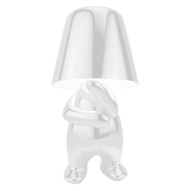 Lámpara de mesa táctil para mesita de noche, lámpara de escritorio Gold Thinker, lámpara de mesita de noche decorativa portátil, recargable e inalámbrica con carga USB