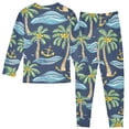 thumbnail image 2 of Palm Tree Wave Pattern Cotton Pajamas 2 Piece Set Sleepwear Soft and Comfortable Homewear Nightwear, 2 of 7