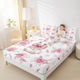 thumbnail image 4 of Homewish Lovely Bowtie Rabbit Bed Sheets,Cute Bowtie Ribbon King Sheets,Pink Flower Floral Sheet Set For Girl,Ultra Soft Home Decor,4pcs, 4 of 7