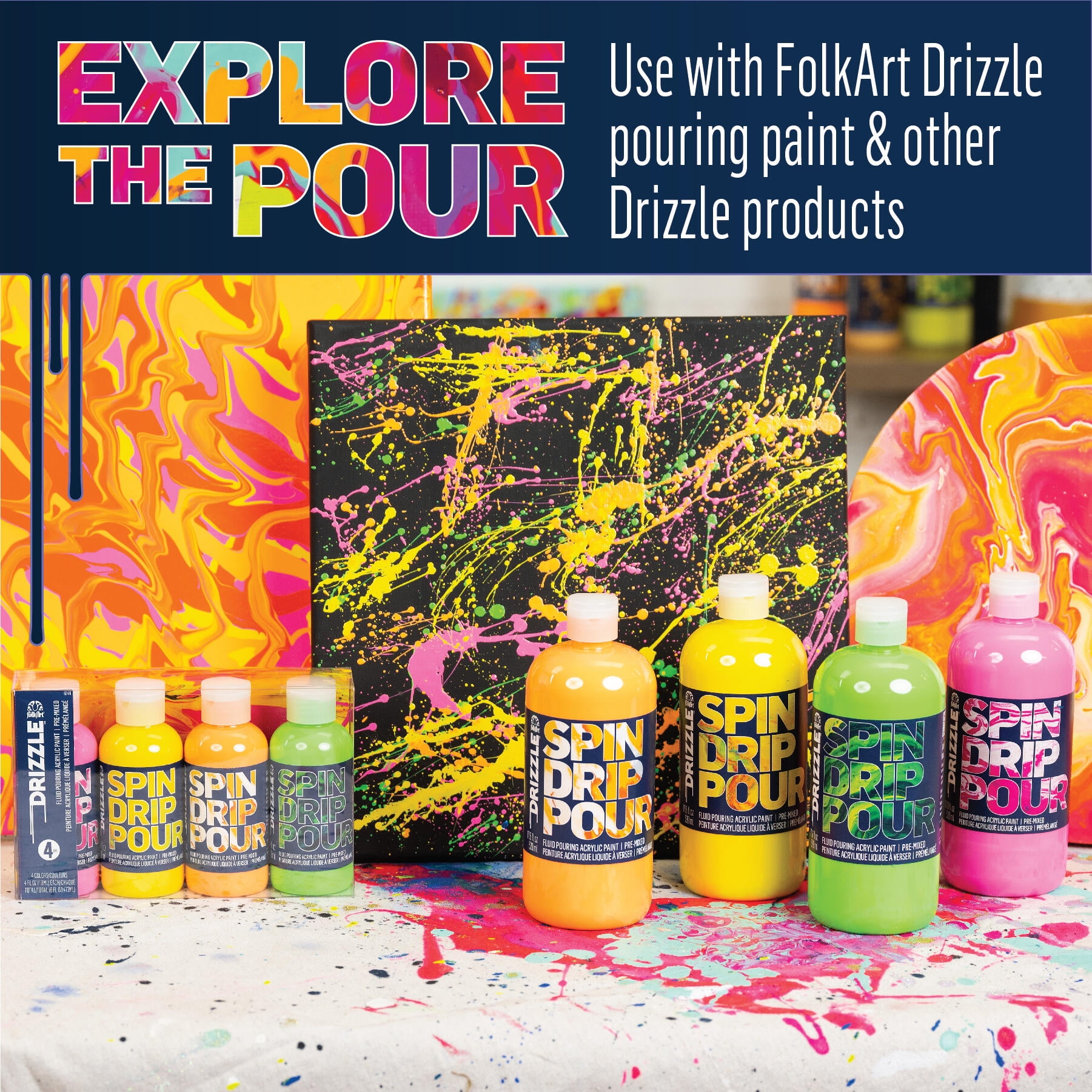 FolkArt Drizzle Blower and Splatter Set, Durable Tools for Fluid Paint Pouring