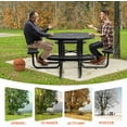 thumbnail image 6 of Gaonala 46" Round Outdoor Picnic Table Set 4 Built-in Benches Umbrella Hole Metal Commercial Grade Seats 8 for Garden Backyard (Black), 6 of 8