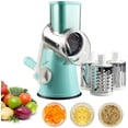 thumbnail image 1 of Coupe-légumes Manuel Râpe à Tambour Hachoir à Fromage avec 3 Inserts en Acier Inoxydable (Bleu), 1 of 7