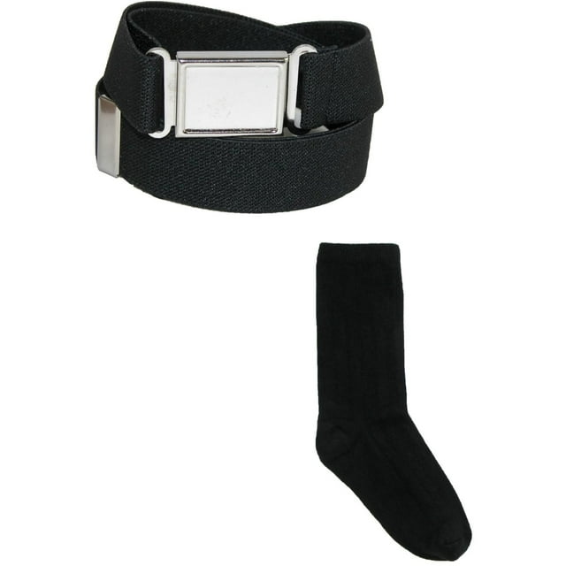 CTM® Kids' Magnetic Buckle Elastic Belt and Cotton Socks Uniform Set