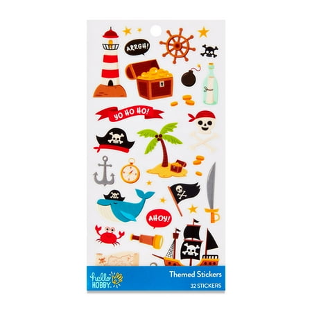 Hello Hobby Multicolor Pirate Themed Stickers, 32 Count