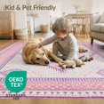 thumbnail image 4 of ODIKA 9'x12' Washable Area Rug Pink Boho Checkered Lattice Purple Charm Bold Checkerboard Grid for Master Suite, California King, Under Bed, Non-Shedding, Easy Care, 4 of 7