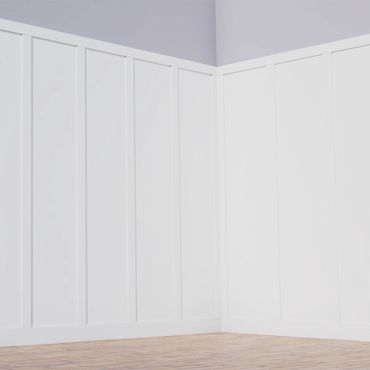 104" Height with 20" Wide Adjustable Wall Panels, Classic Shaker 8' PVC Wainscoting Kit, (for heights up to 104"H)