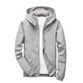 thumbnail image 6 of Zenithor Men's Hooded Windbreaker Jacket Zip Up Rain Coat Solid Long Sleeve Elastic Cuffs Pockets Spring Fall Outdoor Outerwear Gray(XXS-3XL), 6 of 9