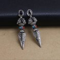 thumbnail image 3 of 2pcs Buddhist Vajra Dorje Phurba Pendant 3D Dagger Amulet Protection Meditation Yoga Necklace Pendant (Antique Silver), 3 of 3