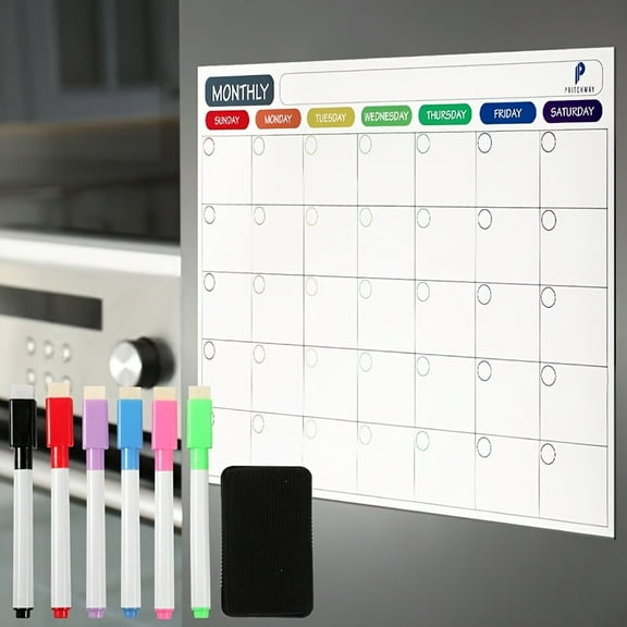 Magnetic Dry Erase Fridge Calendar Set(2-Pack) with 6 Markers 1 Eraser,Magnetic Calendar for Refrigerator Monthly Weekly Daily Meal Organizer Planner Notepads for Family Kitchen Wall 16.5“×11.8"