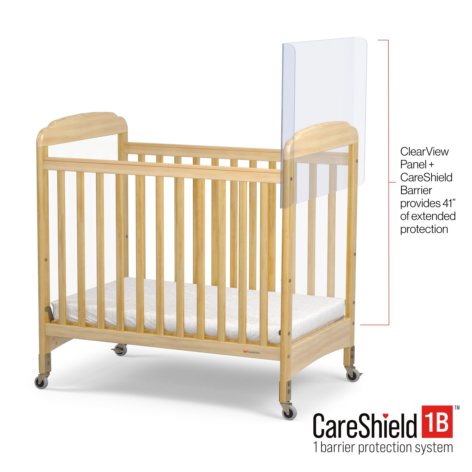 Foundations CareShield 1-Sided Crib Divider for SafetyCraft & Serenity Cribs, Plexiglass Barrier