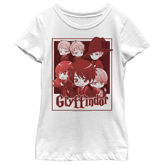 Girl's Harry Potter Gryffindor Cartoon Characters  Graphic Tee White X Large