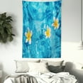 thumbnail image 3 of Hawaiian Tapestry, Tropical Frangipani Flower Floating in Water Pool Summertime Ecofriendly, Wall Hanging for Bedroom Living Room Dorm Decor, 40W X 60L Inches, Aqua Yellow White, by Ambesonne, 3 of 5