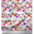 thumbnail image 1 of Soimoi Tissu Popeline de Coton Imprimé Feuilles & Roses au Mètre 56 Pouces de Large, 1 of 3