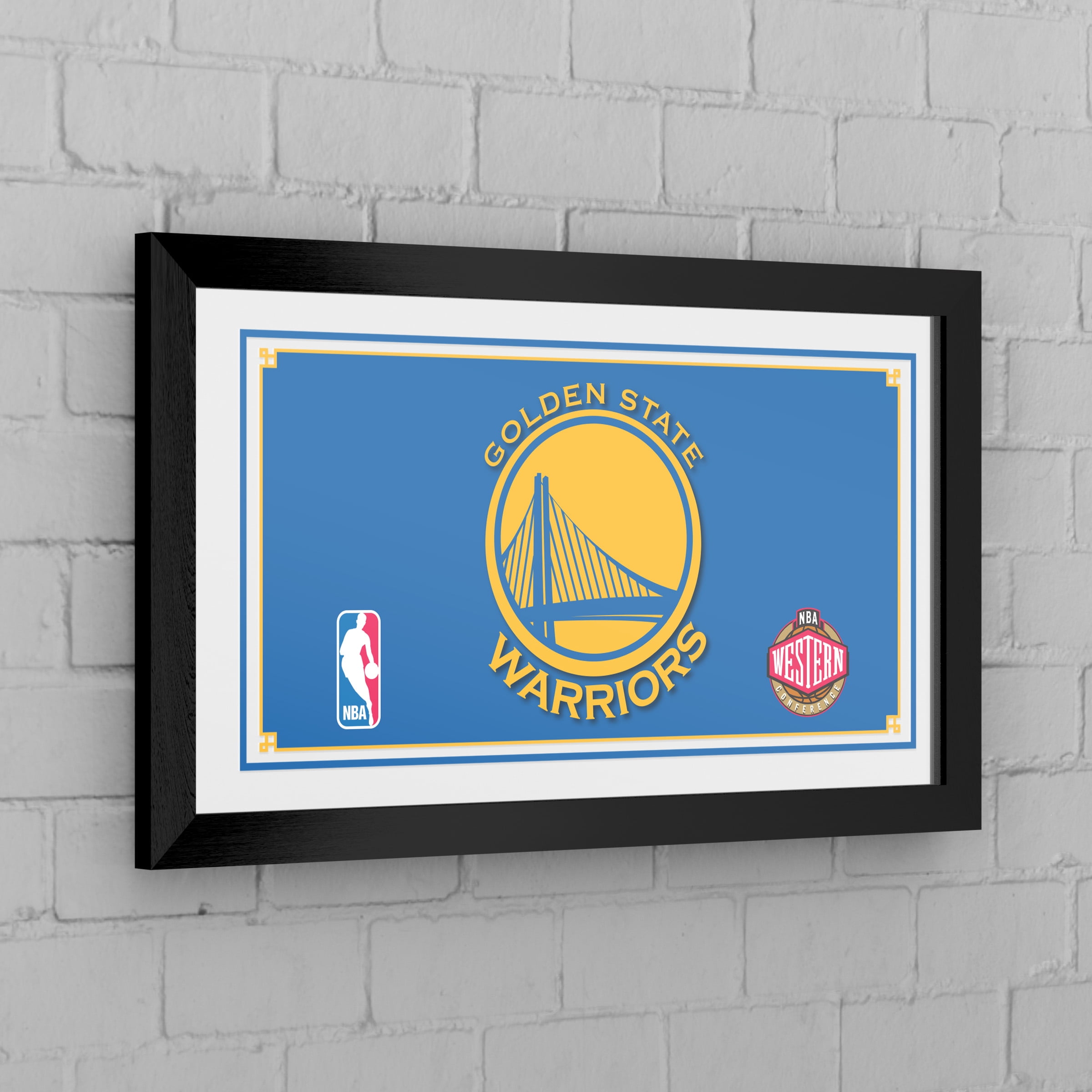 Golden State Warriors Logo Ready-To-Hang Black Framed Wall Mirror