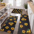 thumbnail image 2 of Black Sunflower Green Leaf Pattern Kitchen Rugs Sets Of 3,Kitchen Runner Rugs Non Skid Washable,Decorative Kitchen Floor Mats for Kitchen,Sink,Laundry,17"x30"+ 17"x47" + 17"x59", 2 of 6