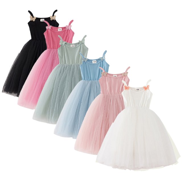 KYAIGUO Robe en Tulle à Bretelles pour Filles 1-7 Ans, Robe d'Été Décontractée pour Bébé