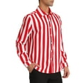thumbnail image 4 of INSPIRE CHIC Men's Shirts Vertical Striped Long Sleeve Button Up Regular Fit Casual Shirt L Red White, 4 of 7