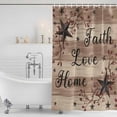 thumbnail image 3 of Farmhouse Star Brown Shower Curtain, Waterproof Shower Curtains for Bathroom, Retro Branches Berry Wooden Grain Washable Fabric Bathtub Curtain Set Bath Decor with 12 Hooks Standard 72"x72", 3 of 8