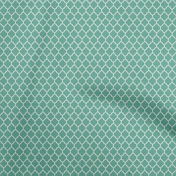 oneOone Polyester Spandex Sea Green Fabric Quatrefoil Fabric For Sewing Printed Craft Fabric By The Yard 56 Inch Wide