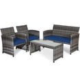 thumbnail image 5 of Juego de Muebles de Patio Costway 4 Piezas Mimbre PE Tejido a Mano Azul, 5 of 5