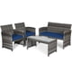 thumbnail image 5 of Juego de Muebles de Patio Costway 4 Piezas Mimbre PE Tejido a Mano Azul, 5 of 5