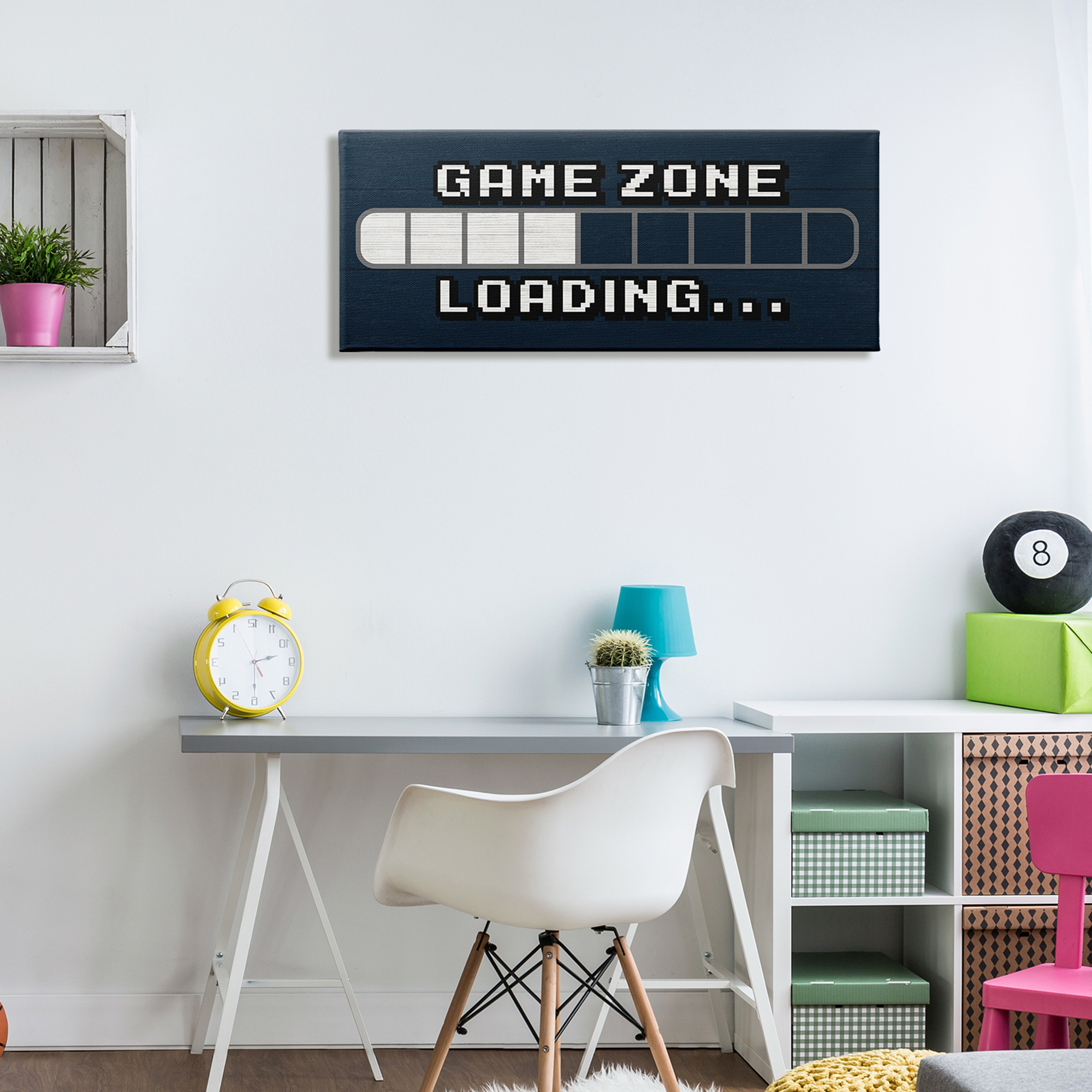 Stupell Industries Game Zone Loading Pixel Text Video Gamer , 40 x 17, Design by Lil' Rue