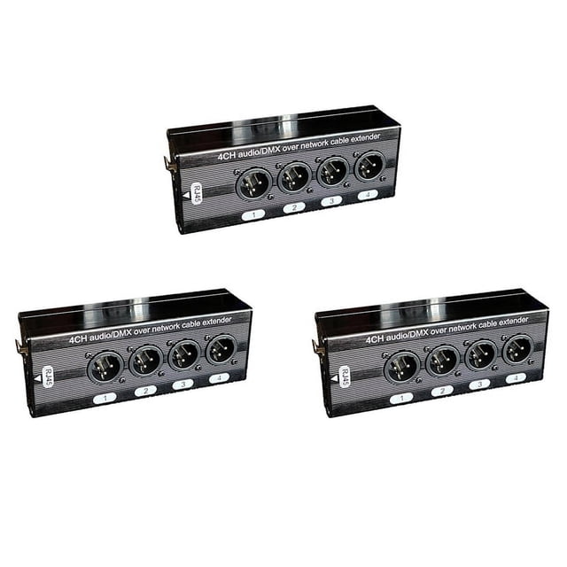 3Pc 4-Channel 3-Pin XLR Audio and over Network Cable Extender, DMX512 Network Signal Extender , Male