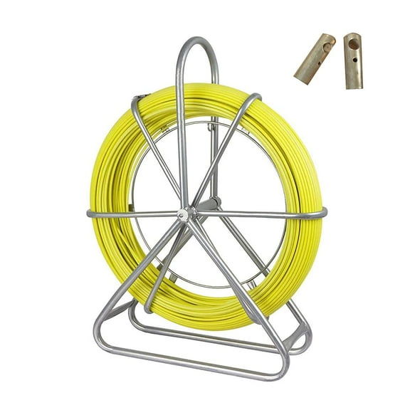 EQCOTWEA 6mm Fish Tape Fiberglass Reel Wire Cable Running Rod Duct Rodder Fishtape Puller 425ft