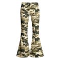thumbnail image 7 of Spazoro Girls Flare Pants with Pockets, Camo Print Lightweight Button Zip Loose Fit High Rise Bell Bottom Trousers for Street Daily Wear Green Size 7-8, 7 of 7