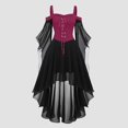 thumbnail image 2 of Dresses For Women Plus Size Fashion Gothic Vintage Midi Dress Croset Long Flare Sleeve Irregular Length Dress Short Sleeve, 2 of 6