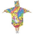thumbnail image 2 of FORMRS Wearable Blanket Hoodie with Sleeves for Kids Cozy Flannel Sweatshirt, Vibrant Dinosaur, 2 of 7
