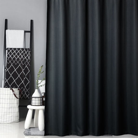 72"*72" Polyester Waffle Weave Plaid Bathroom Shower Curtain Waterproof Wrinkle Resistant Privacy Protection Decorative Home Hotel Bath Curtain Black 72"*72"