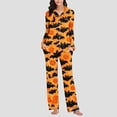 thumbnail image 5 of Fatuov 2-Piece Halloween Pajama Sets for Women, Long Sleeve Button-Down Shirt and Long Pant Loungewear Set with Pocket, Funny Ghost Pumpkin Print Sleepwear for Home, Party, 5 of 5