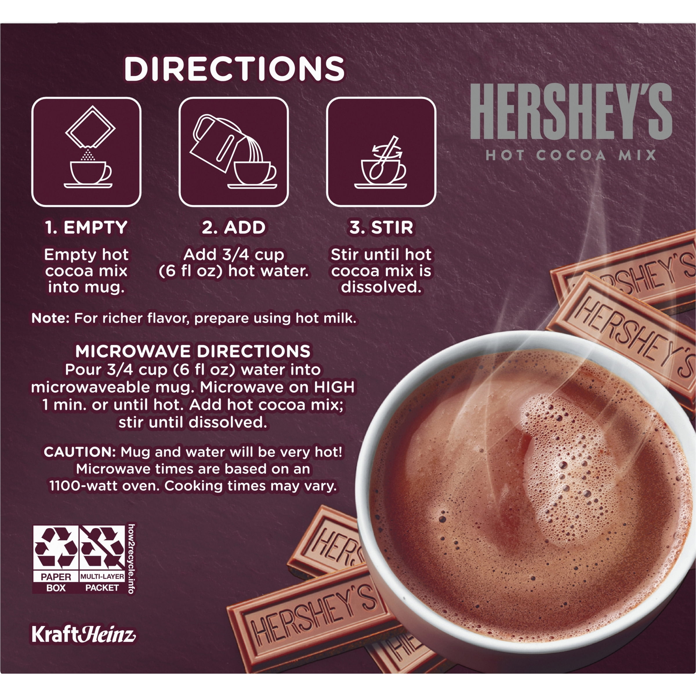 Hershey S Milk Chocolate Hot Cocoa Mix With Real Milk 6 Ct Packets Walmart Com Walmart Com